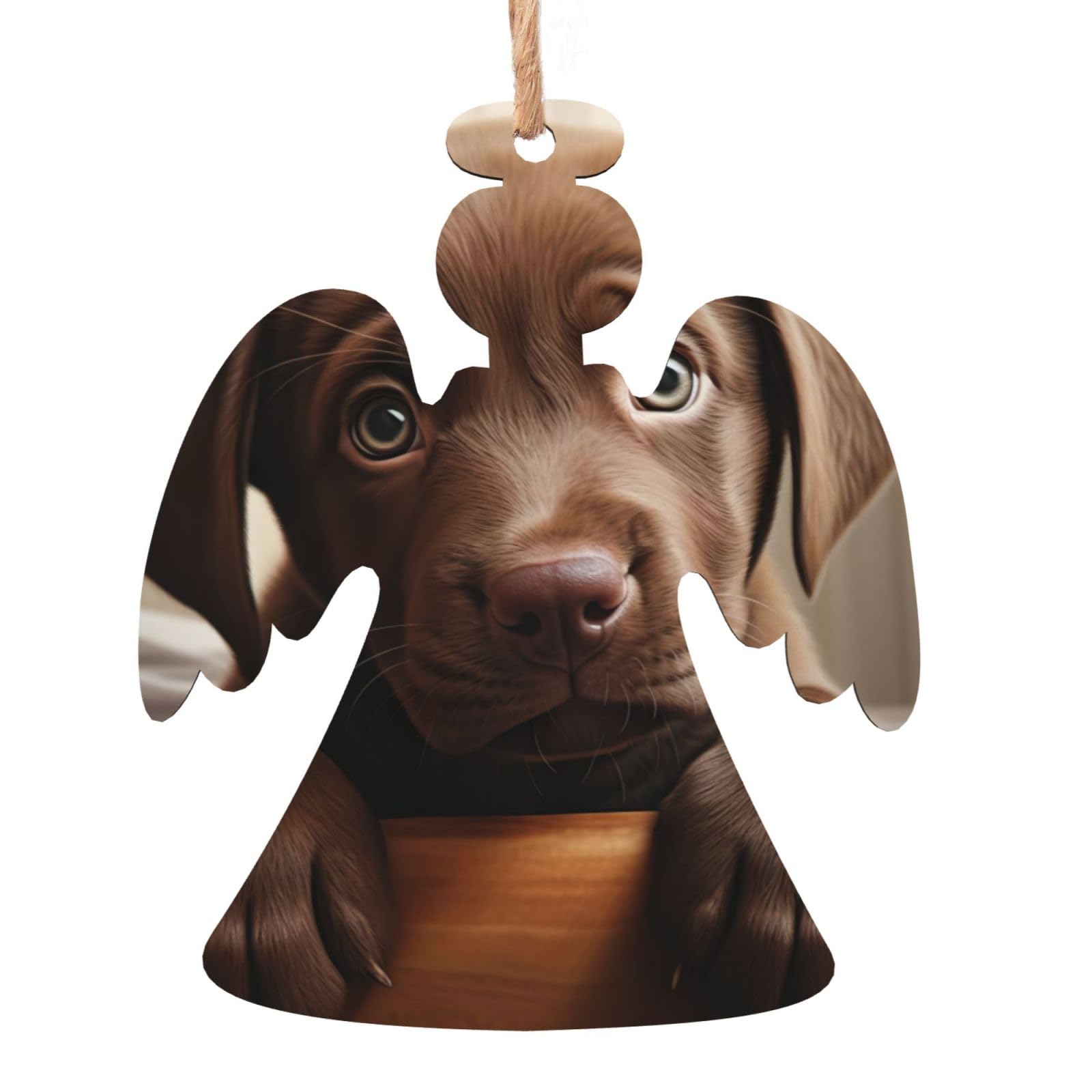 Adornos de madera para árbol de Navidad con estampado de perro labrador, recortes de madera para Navidad