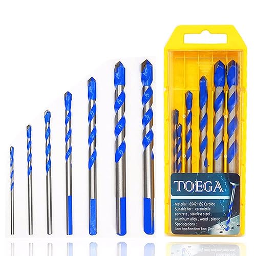 Juego de brocas triangulares de 7 piezas, multifuncionales para hormigón, azulejos, vidrio, cerámica, ladrillo, madera y plástico