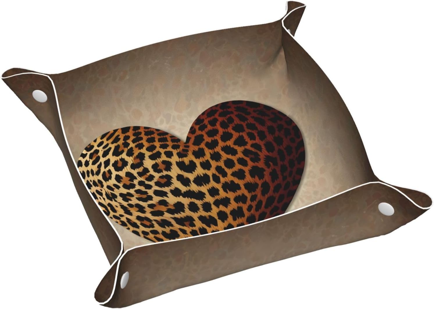 Love heart shaped leopard texture M prints Storage Tray - A helpful tool for organizing jewelry, keys, stationery, and other small items.