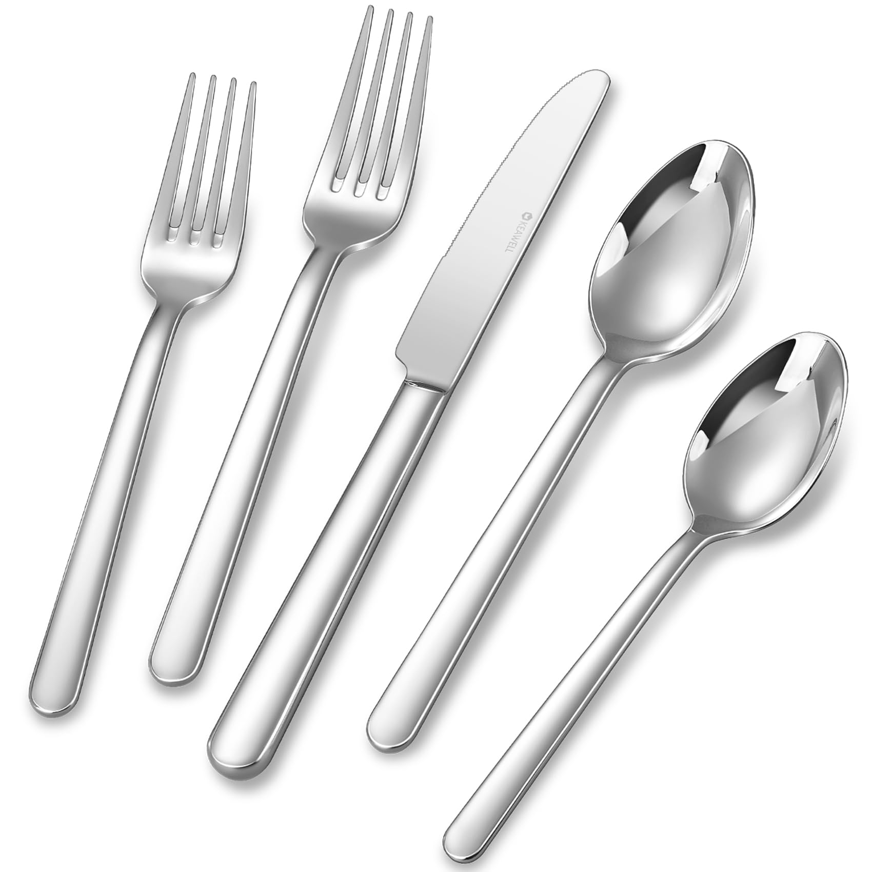 KEAWELL Premium Aline 20/45/65-Piece Modern Silverware Set (45, Silver) — Amazon image 10