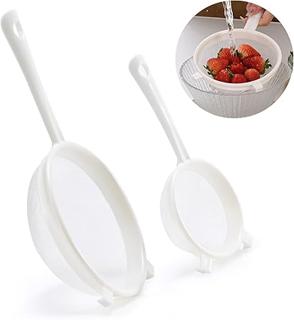 Luckyiren Kefir Strainer Set, 2-Size Plastic Non-Metal Sieve with Fine
