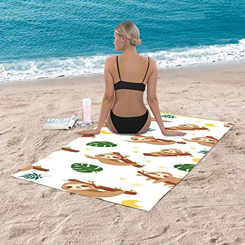 Bonsai Tree Sloth Beach Towel, Cute Sloth Gifts For Kids Women Girls Beach Towel Withe Microfiber Bath Towel For Sloth Lovers, Funny Sand Free Quick Dry Travel Towels For Yoga Sports Swimming 30X60 #TOP1