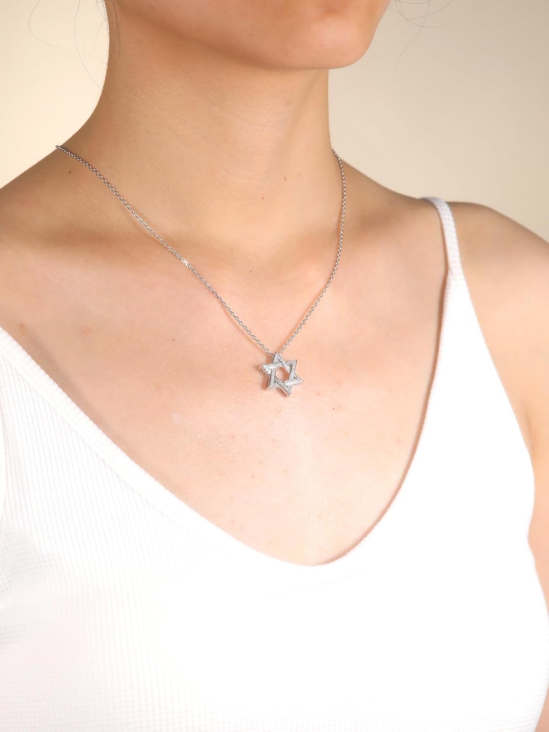 CYW Moissanite Jewish Star of David Pendant Necklace for Women, Really Authentic Solid 925 Sterling Silver, Israel Necklace - Image 2