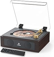 RetroAudio Bluetooth 5.3 CD Player with Built-in Speakers, Remote, Retro Wood Design - Portable Home Music Player Walnut Brown