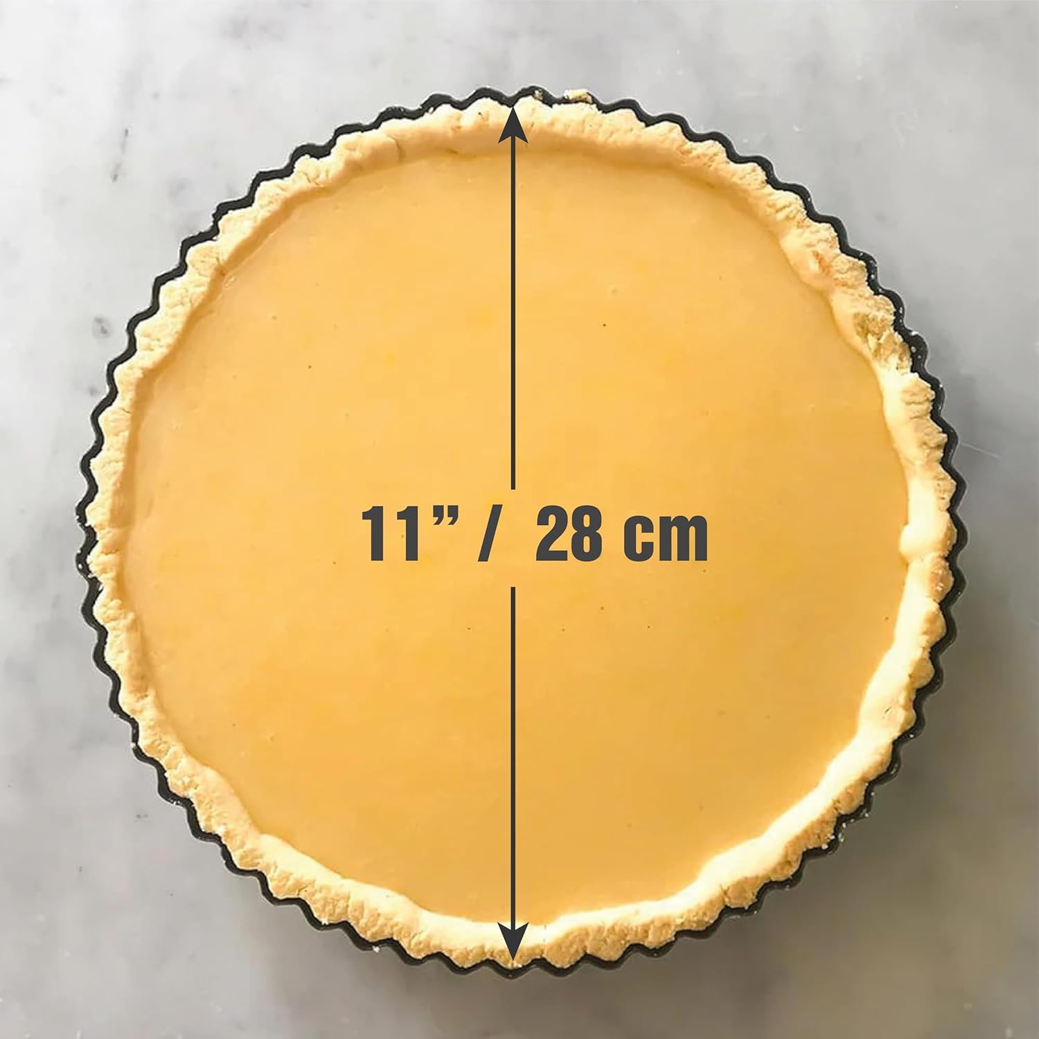 MGE - Stampo Crostata 28 cm - Teglia per Quiche e Crostata Alto - Stampo Forno Fondo Amovibile - Stampo Crostata Furba con Fondo Removibile - Stampo Furbo Crostata 28 cm