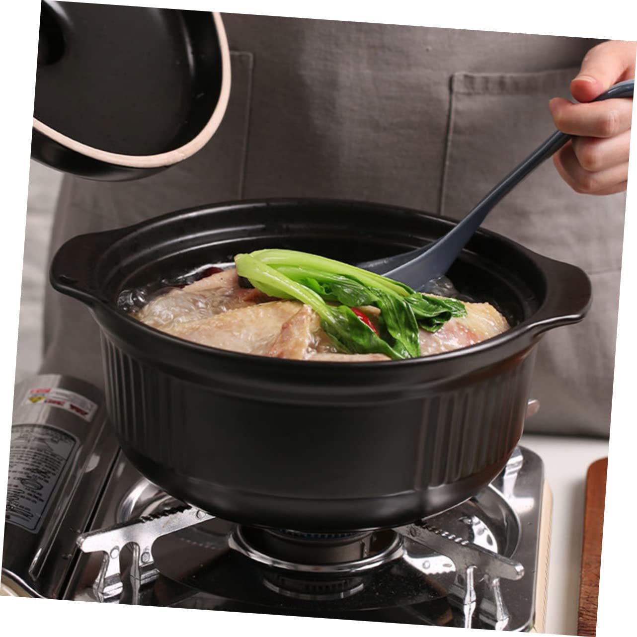 ULTECHNOVO Keramiktopf für Auflauf und Kochtopf aus Keramik 2355ml Hitzebeständig mit Wärmeleitung für Suppe und Nudeln Farbe Orange Geeignet für Zuhause und Restaurant