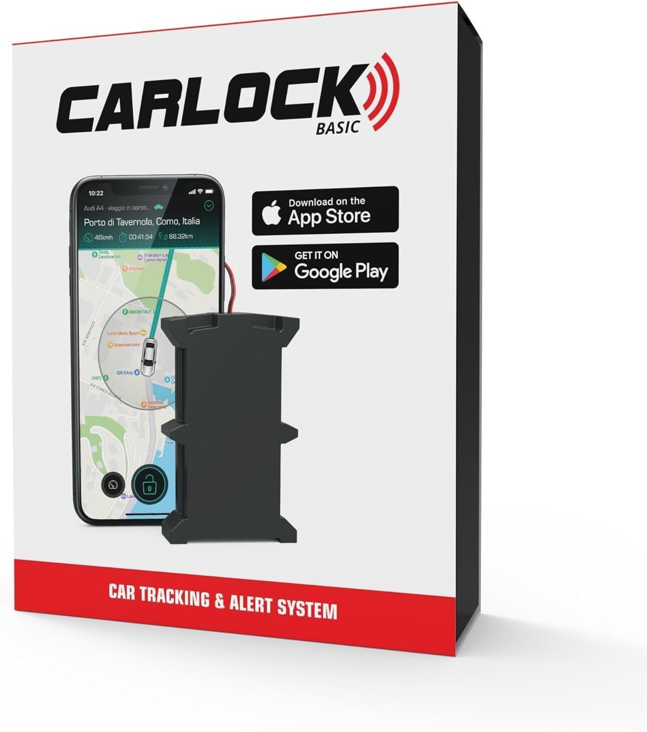 CARLOCK Sistema di Sicurezza Antifurto per Auto - Localizzatore GPS cablato per auto, Sensore di Vibrazione e TAG 2.0 - Sistema di Allarme - App Mobile e avvisi Istantanei - Tracker per Veicoli