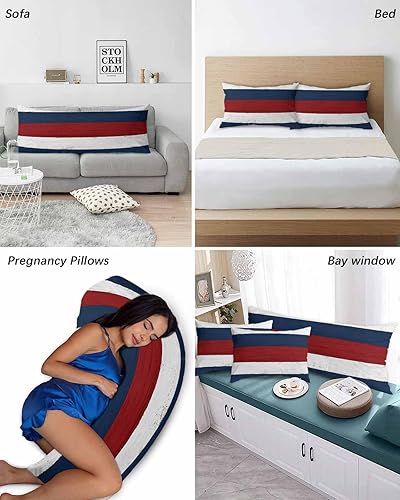 Miniatura 4 de Fundas de almohada de tamaño King, color rojo, azul marino, fundas de almohada suaves decorativas para sofá de cuerpo largo con cierre de sobre,
