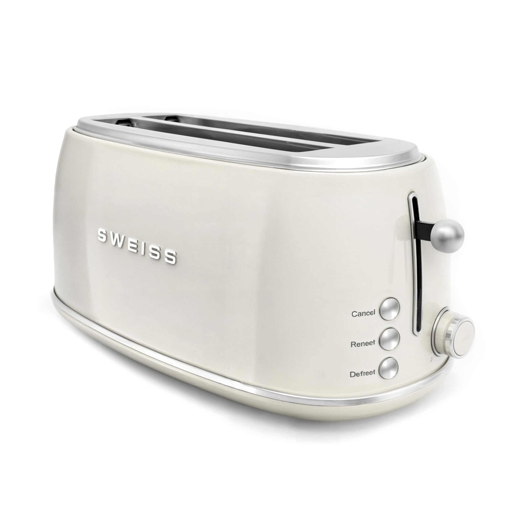 SWEISS Grille Pain Toaster GRV8 vintage, 2 Fentes, 6 Niveaux de puissance, Décongélation, Spécial Baguettes, Rapide et Uniforme, Nettoyage Facile, Tiroir ramasse-miettes, Beige, 1500 W