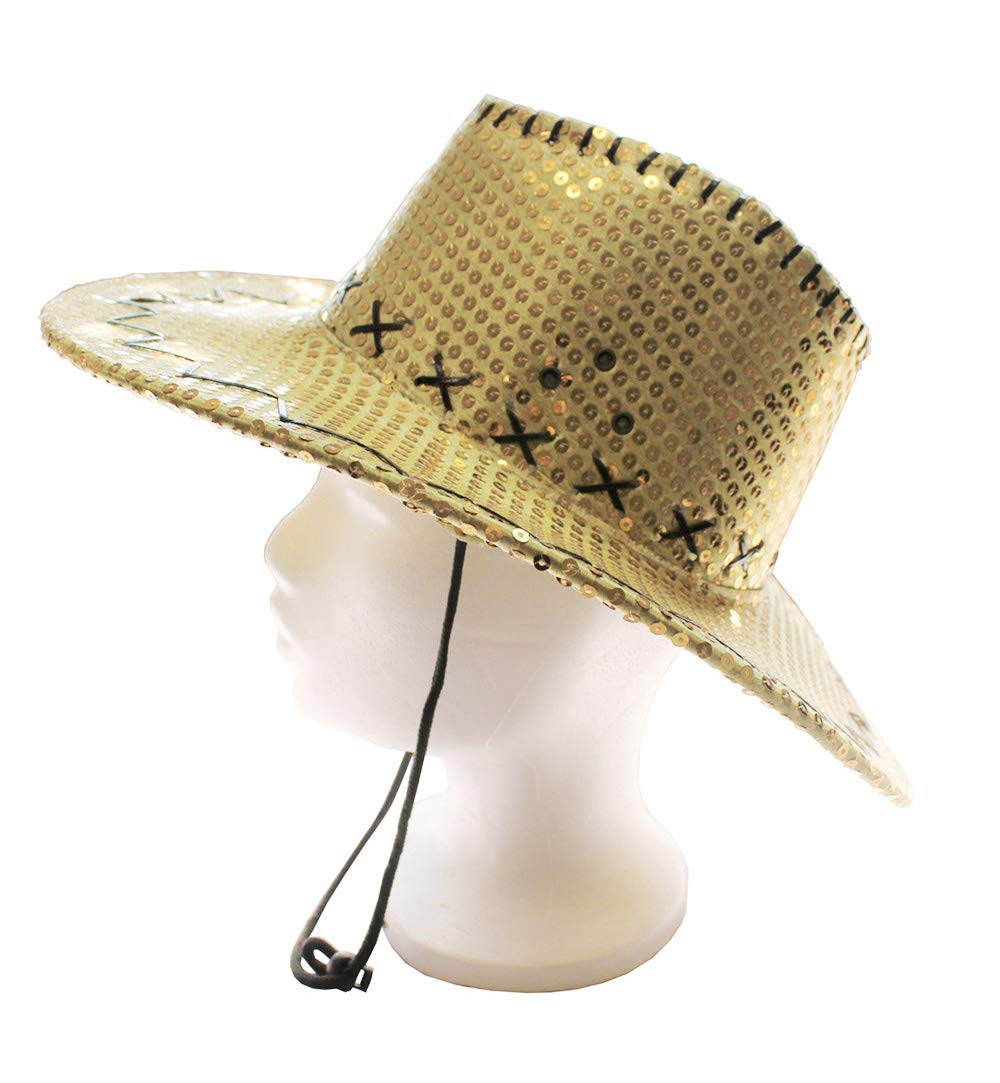 Glitzer-Cowboyhut Mit US-Flaggen-Design – Pailletten, Lichter An Der Krempe – Für Unabhängigkeitstag & Western-Partys