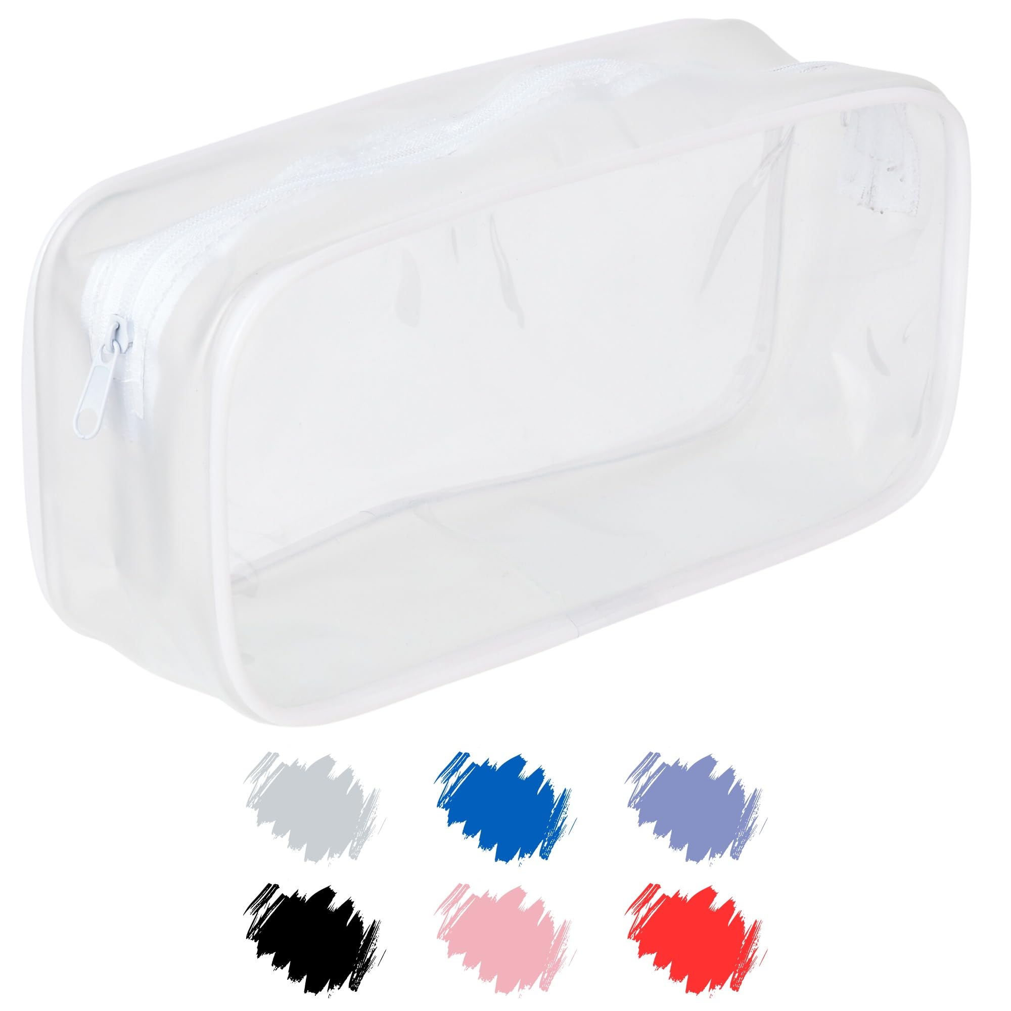 Estuche Escolar Transparente para Estudiantes, Grande Blanco, Exámenes, Estuche Organizador para Viaje de Maquillaje para Mujeres, Neceser Portátil Impermeable, Bolsa de Maquillaje de PVC
