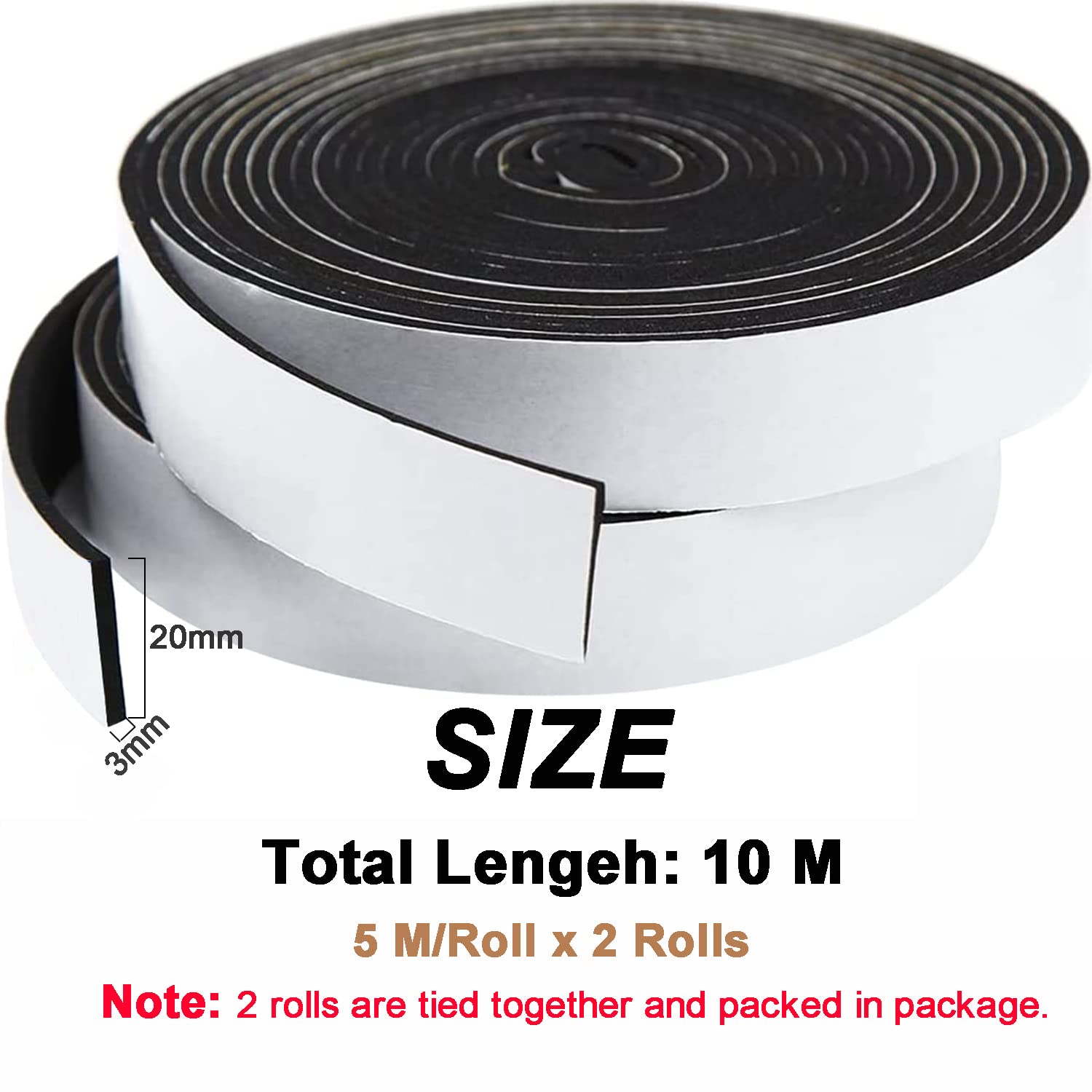 20 m Zelfklevende afdichtingstape, 8 mm (B) x 2 mm (D), schuimrubber 20 m Zelfklevende afdichtingstape, 8 mm (B) x 2 mm (D), schuimrubber