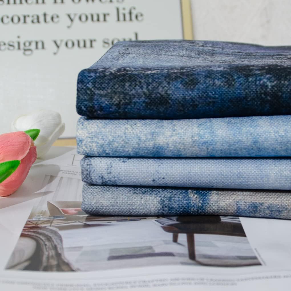 Blue Grey Cushion Covers 50 x 50 cm Set of 4 Decorative Cushions Modern Sofa Cushion Linen Cushion Cover Abstract Painting Decorative Cushion Aesthetic Couch Cushion Cuddly Cushion for Sofa Living