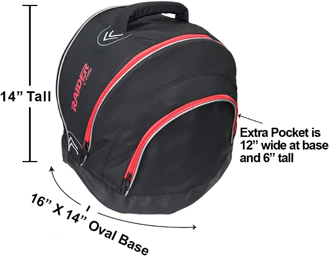 Raider Elite Motorcycle Helmet Bag Storage Fleece Lined Zip Up Black - Waterproof Shell : Automotive