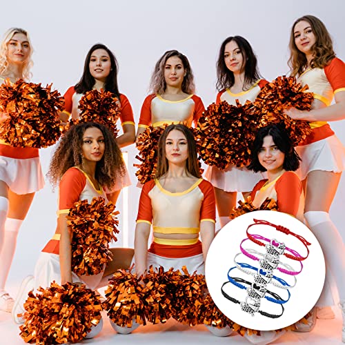 Image of TOYMIS 20PCS Cheerleading Charm Bracelets, Colorful Adjustable Cheer Bracelets Handmade Braided Bracelet Wrist Cord Bracelet Cheerleader Gifts Cheer Charm Bracelets for Cheerleaders