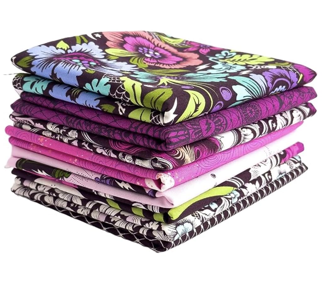 Nightshade Déjà Vu Fat Eighth Bundle (8 Pieces) by Tula Pink for FreeSpirit 9 x 21 inches Fabric cuts