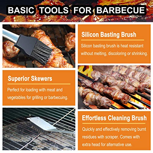 Grilljoy 20Pcs Heavy Duty Bbq Grill Tools Set - Extra Thick Stainless Steel Spatula, Fork& Tongs. Complete Barbecue Accessories Kit In Aluminum Storage Case - Perfect Grill Gifts For Men #TOP4