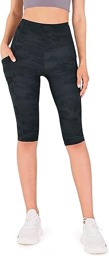 Miniatura 94 de ODODOS - Leggings tipo capri de mujer, no se traslucen y modelan el abdomen, con cintura alta y bolsillos; para hacer yoga, atletismo, ejercicio