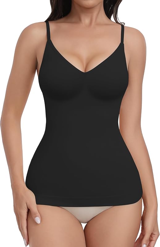 Womens Tummy Control Shapewear Tank Tops Seamless V-Neck Compression Tank Tops Body Shaper Camisole