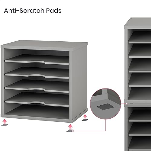 Miniatura 6 de Ballucci Organizador de archivos, clasificador de papel, estantes ajustables de 5 niveles, organizador de escritorio de oficina, 13 58 x 9 14 x 12