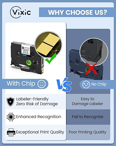 Miniatura 7 de Cinta de repuesto para rotuladora Brother TZe-231, cinta BZ compatible con cinta TZe TZ de 0.472 in 0.47 laminado blanco para Vixic D210S H1100