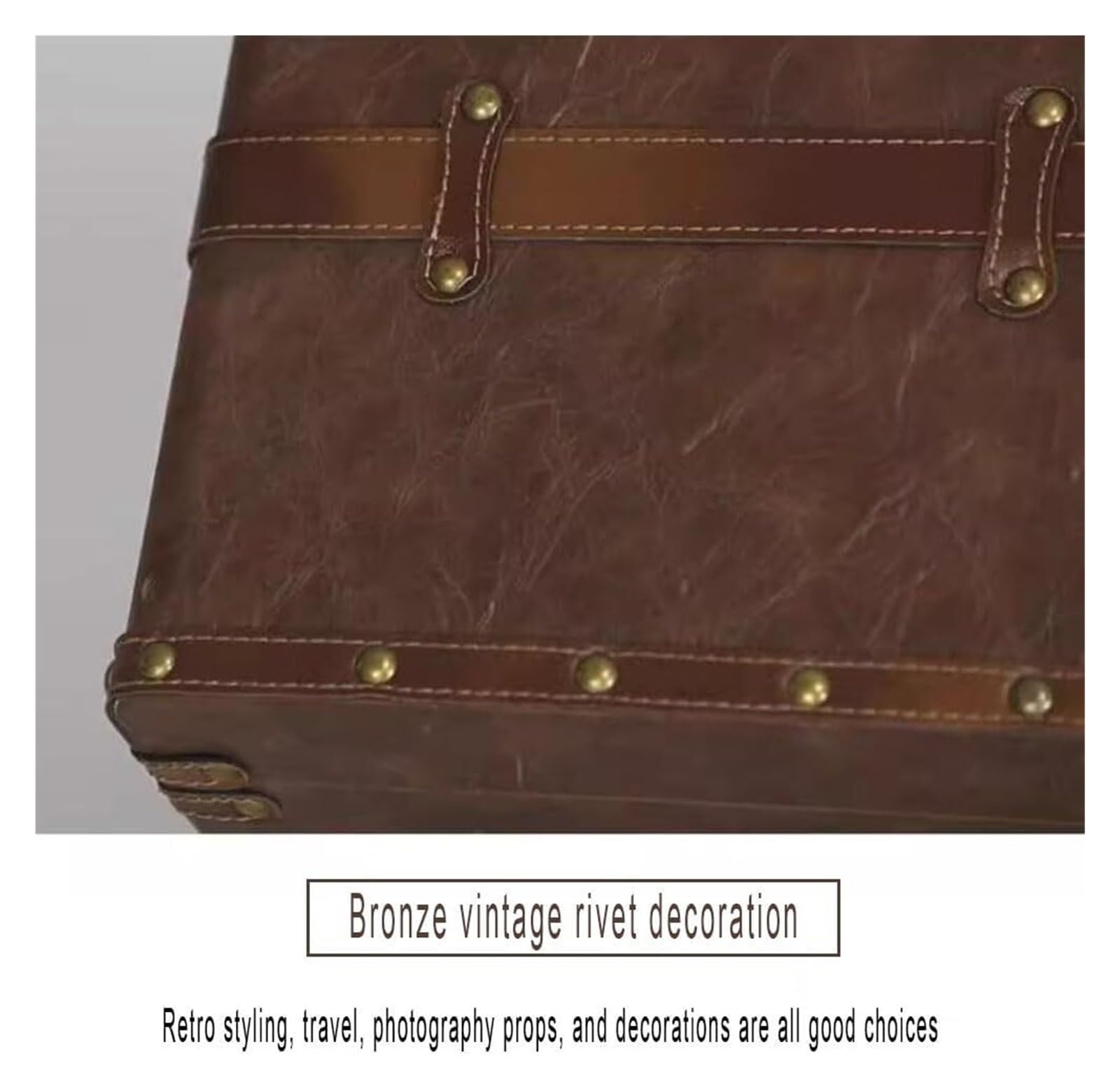 Caja de Almacenamiento de Madera con Forma de Maleta Retro, Accesorio pequeño para fotografía con Forma de Maleta para decoración del hogar y Ventanas (60x40x25cm)