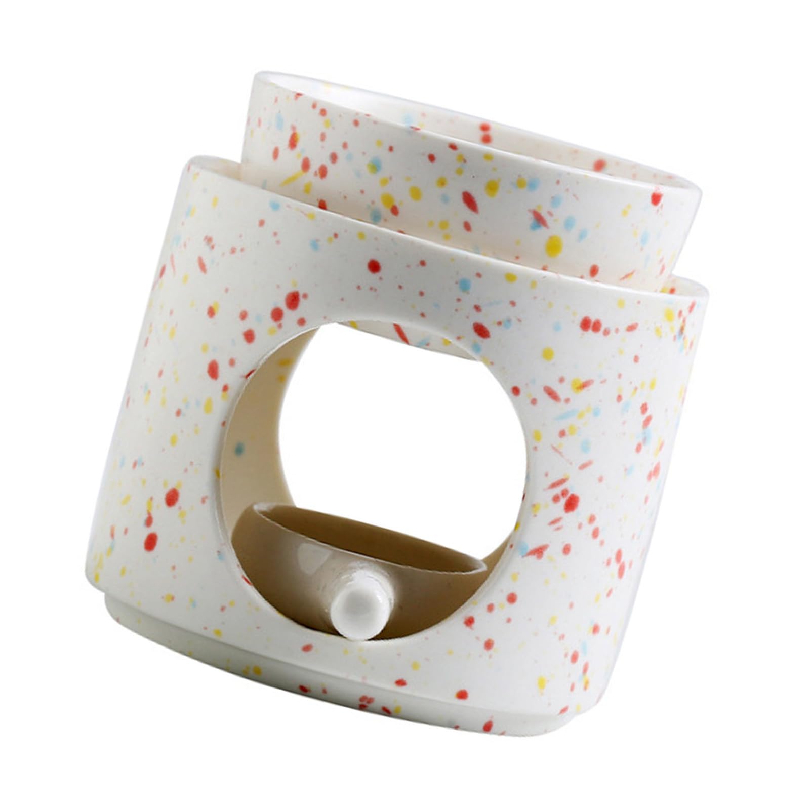 Kalttoy Colorful Dots Ceramics Oil Burners Aromatherapies Lamp with Tealight Holder and Removable Bowl for Fragrances Diffusions Essential Oil Warmer