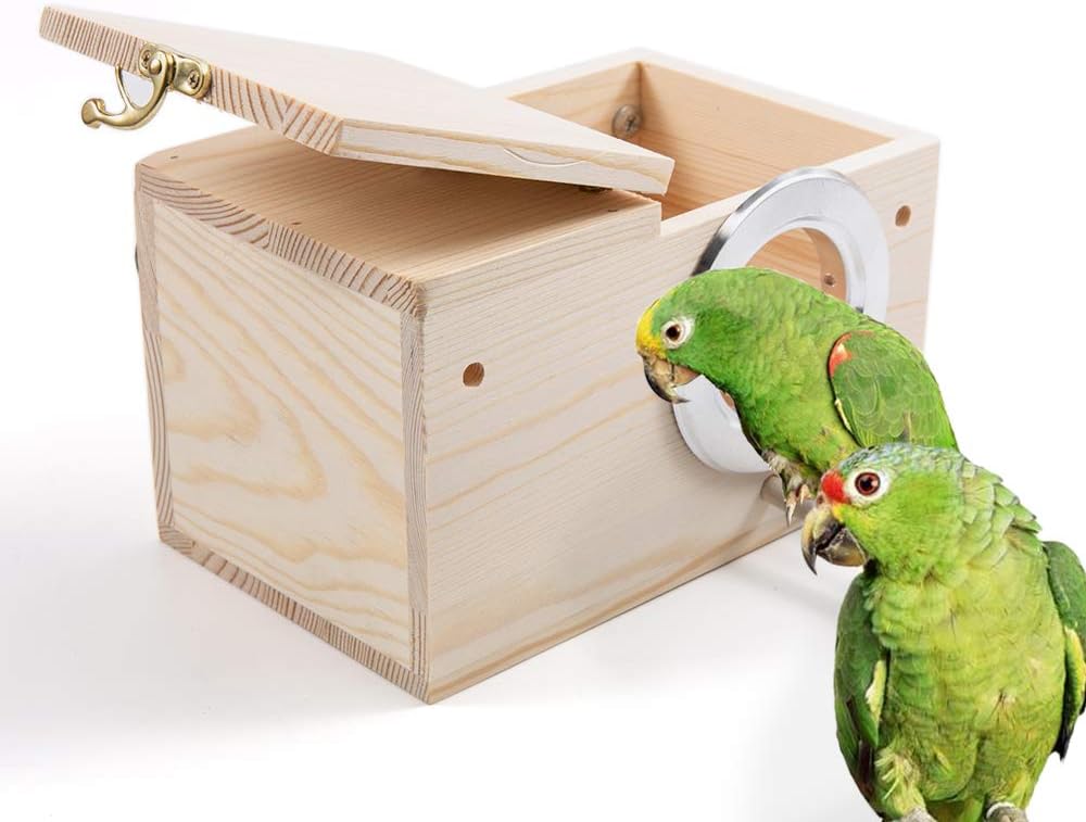 evomosa Bird Nests Pet Bird Wood Breeding Box (S（7.7 x 4.8 x 4.6 in）)