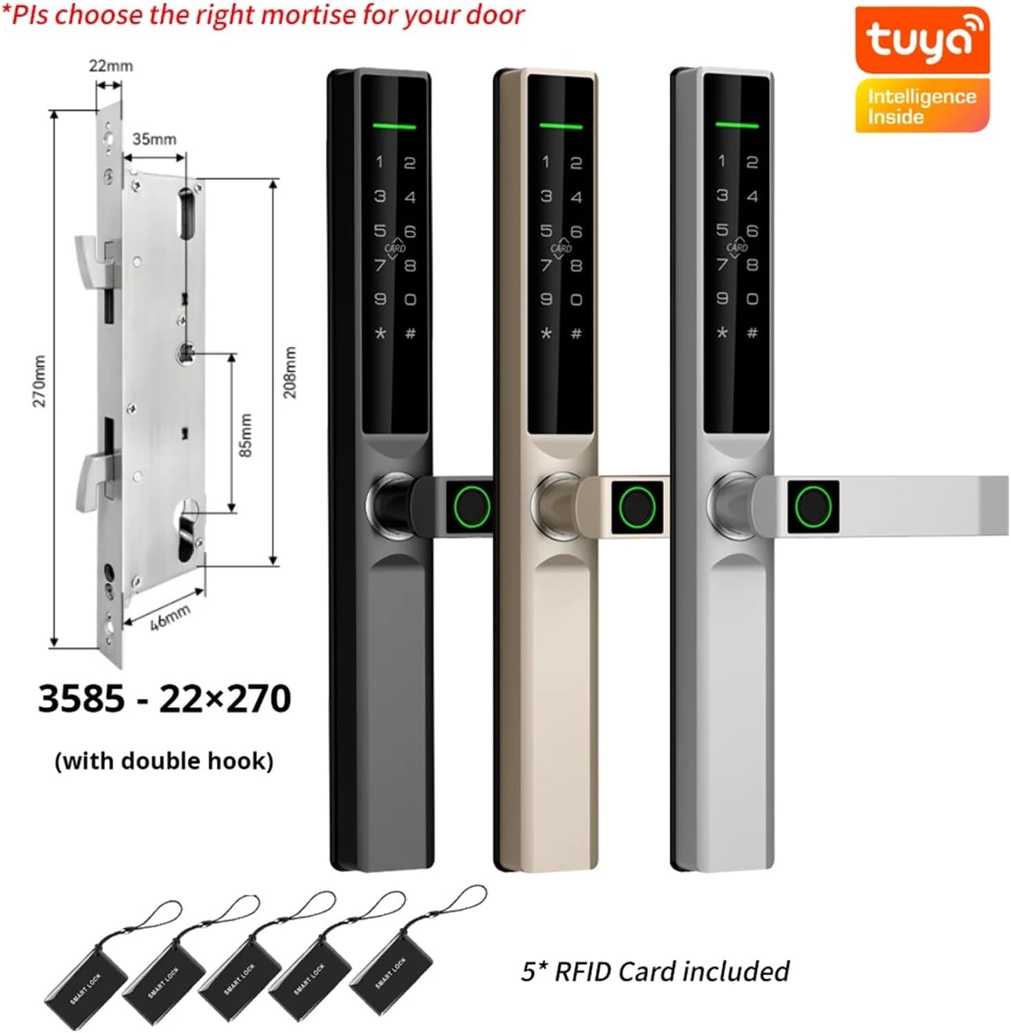 SHENGMIAOHE WiFi App Waterproof Digital Electronic Lock Biometric Fingerprint Door Handle Smart Lock for Glass Sliding(3585Hook,Y) Learned Extensively 4 61RGDoYOIhL. AC SL1500