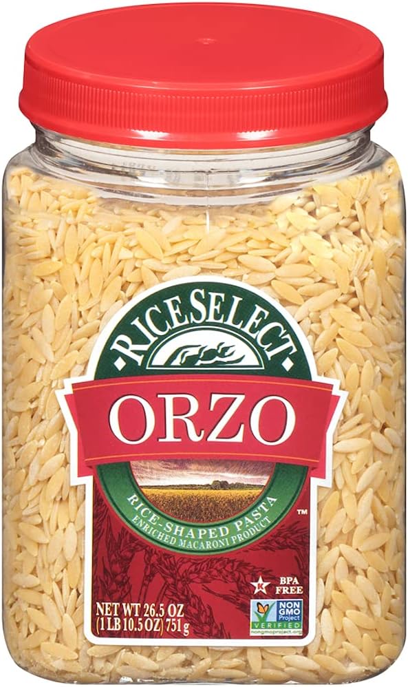 Orzo Pasta, Non-GMO, 26.5 oz (Pack of 4 Jars)