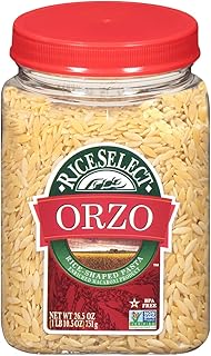 RiceSelect Orzo Pasta, Non-GMO, 26.5 oz (Pack of 4 Jars)