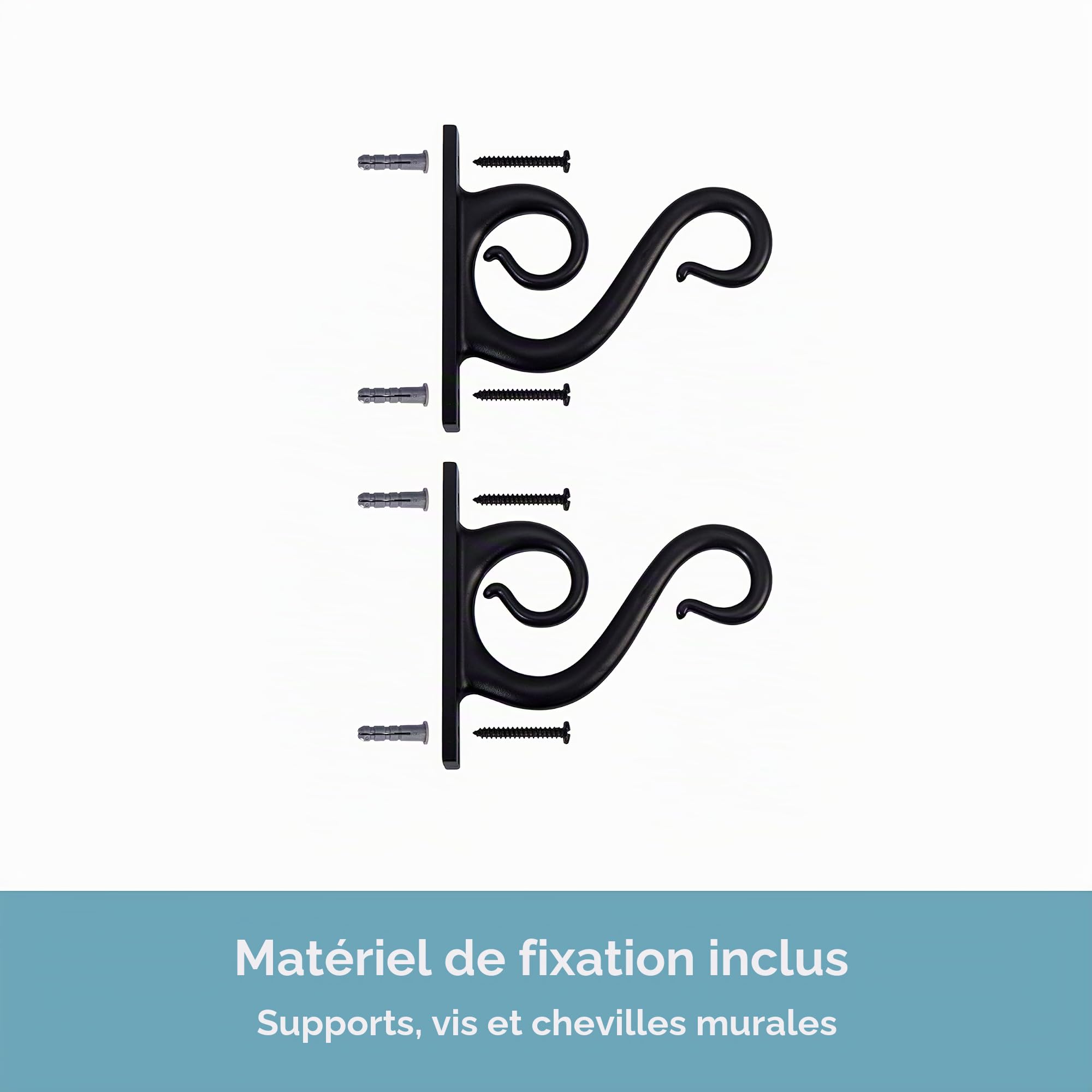 Kenney Double Support Tringle à Rideau de fenêtre, Noir, 28 to 48-inch