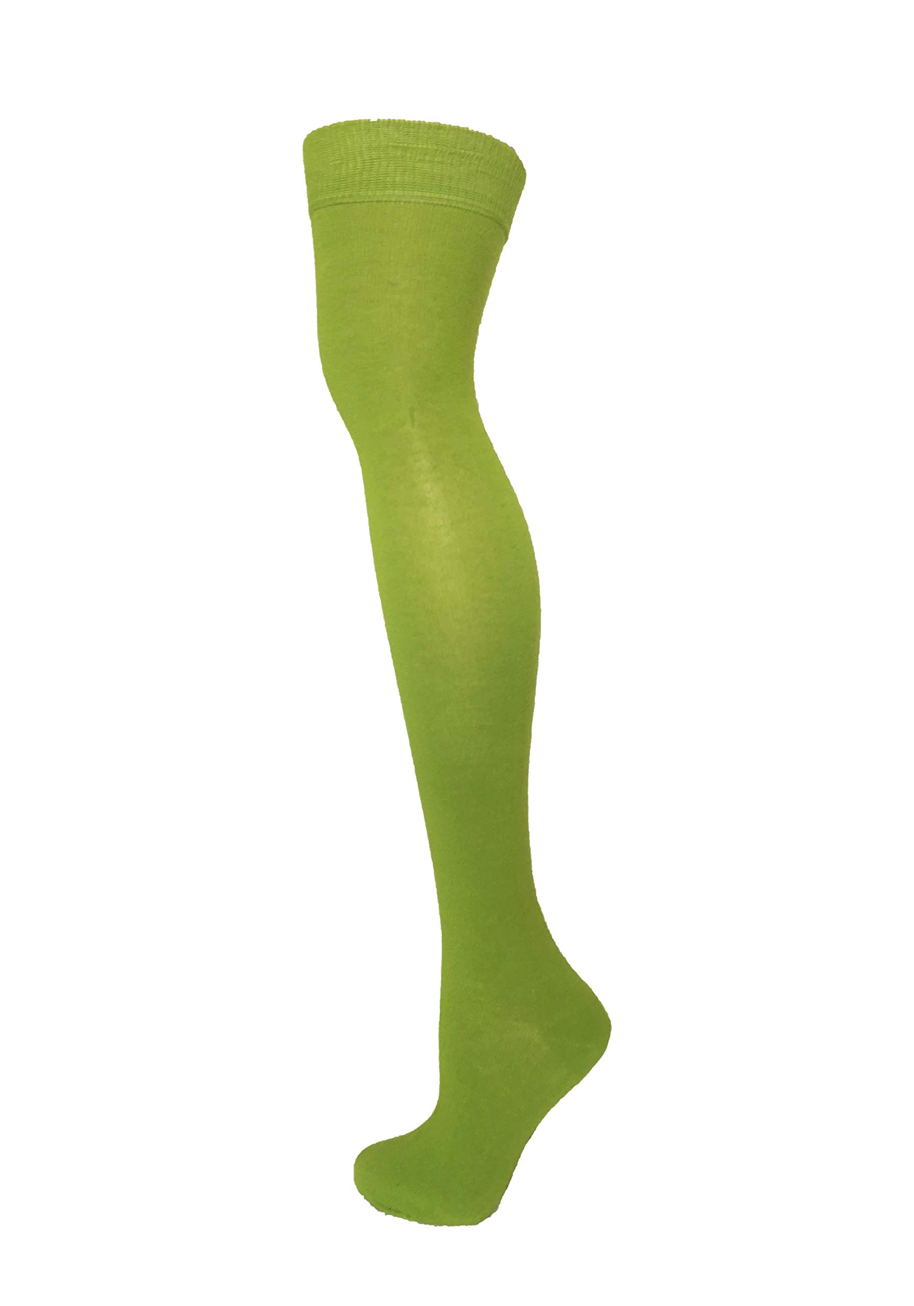 M MACAHEL Ladies Over The Knee Thigh High Plain Socks (lime green)