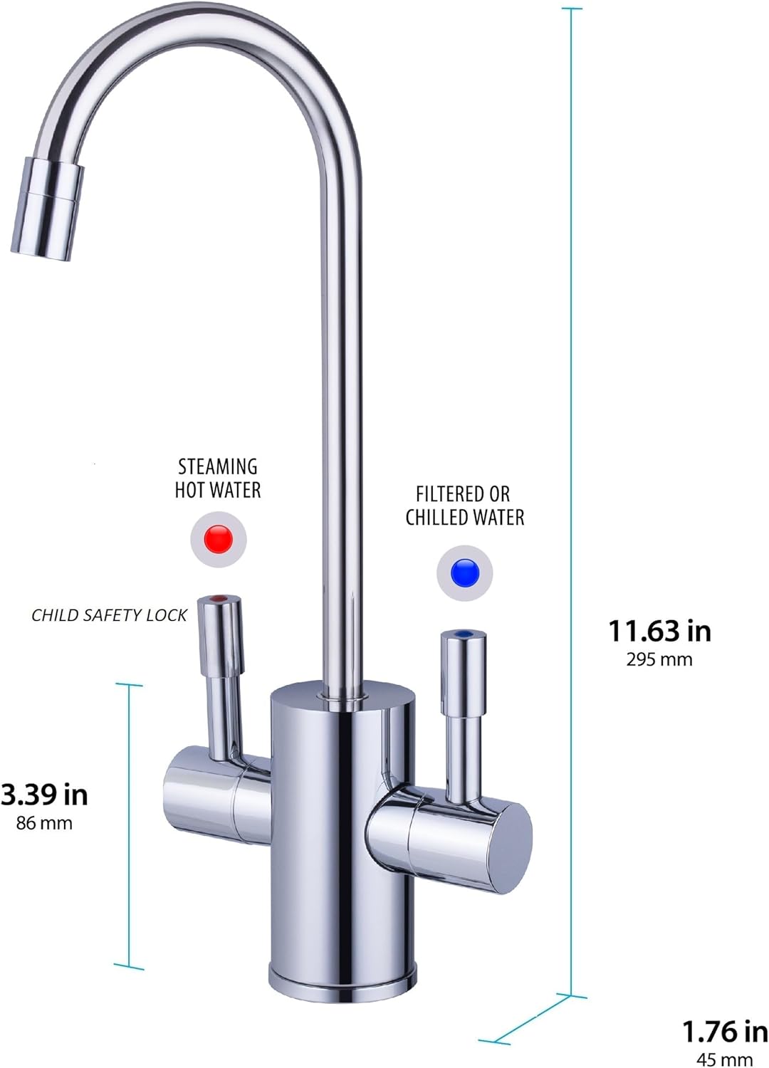 American Standard ASH-110 Hot Water Dispenser, Includes Polished Chrome Dual Handle Water Faucet 780 Watts, 110v