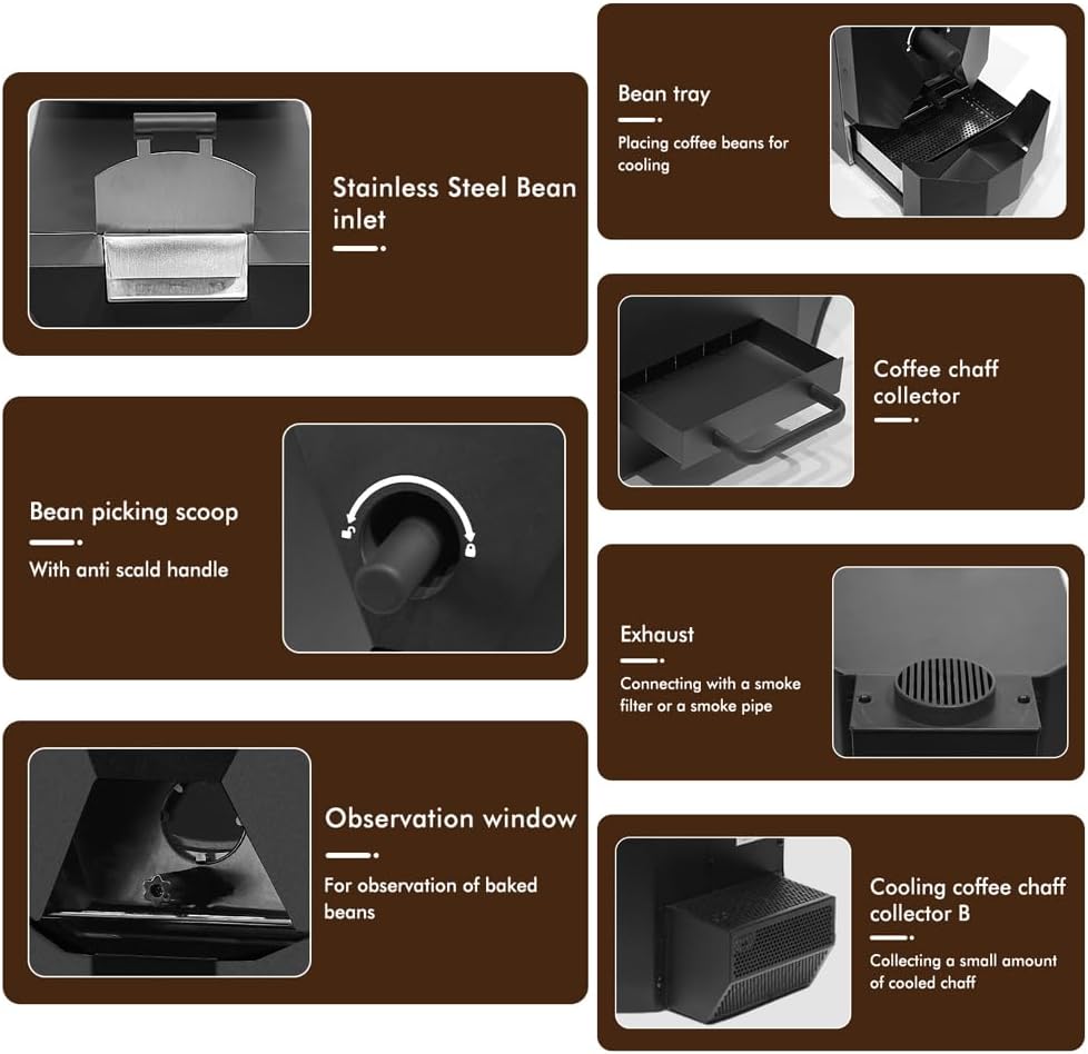 Electric Coffee Bean Roaster Commercial Roaster - with 3 Baking Curve - Coffee Bean Roasting Machine with Smoke Filter- Included a Tool Stand 6 61RGETjp aL. AC SL1000