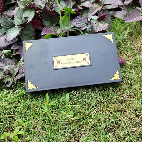 Image of ARNAVIRA Tirupati Balaji Lakshmi Padmavathi Gold Plated Photo Frame with Charan Paduka Pocket Temple for Diwali Gift, House Warming Gifts, Return Gift Puja Box (Brown Gold, Tirupati Balaji)