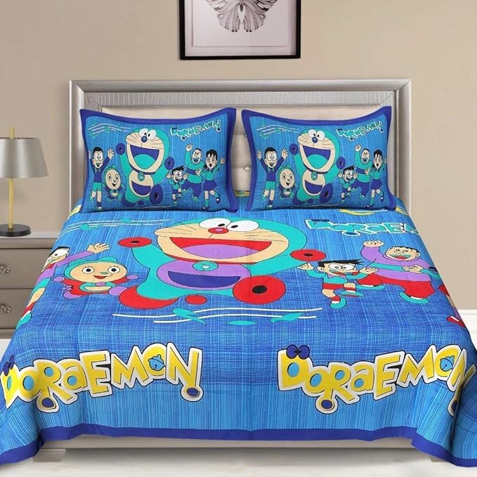 Tamasvini Cotton 144 TC 1 Bedsheet with 2 Pillow Covers Sanganeri Jaipuri Print (Size 90 inches x 100 inches) Queen Size bedsheet for Home, Hotels, Guest House, PGs & Living Room (Blue Doraemon) (B0CWDB8GK8) Amazon Price History, Amazon Price Tracker