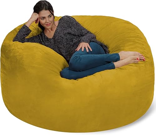 Miniatura 54 de Chill Sack Puf - Sillón gigante de espuma viscoelástica de 5 pies, sofá grande con funda de microfibra suave, color negro ónix Micro Gamuza - Negro