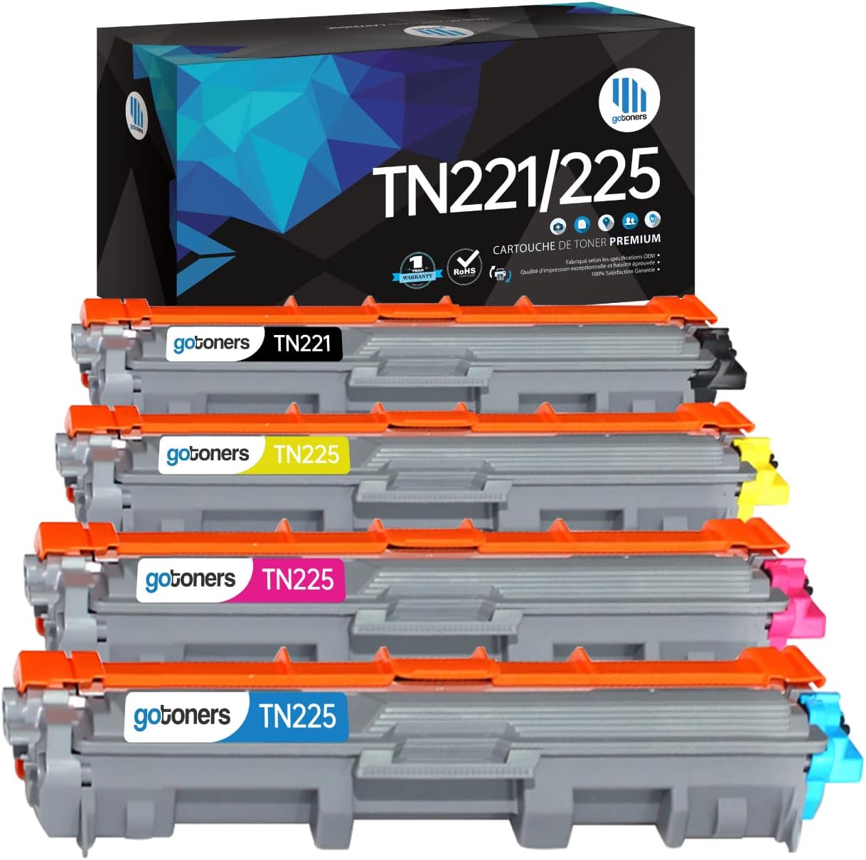 Gotoners TN221 TN225 Toner Cartridge for Brother MFC9130CW MFC9330CDW