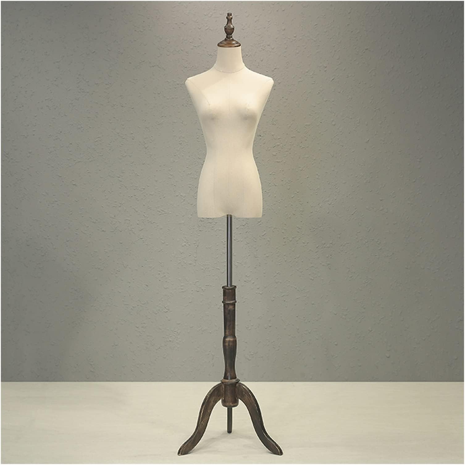 Mannequin Body Torso Female, Plastic Half Scale Dummy Maniquins Body Dress Form with Wooden Base Stand for Display Clothing Jewelry Manikins, 3 Style Base (Triangle S)