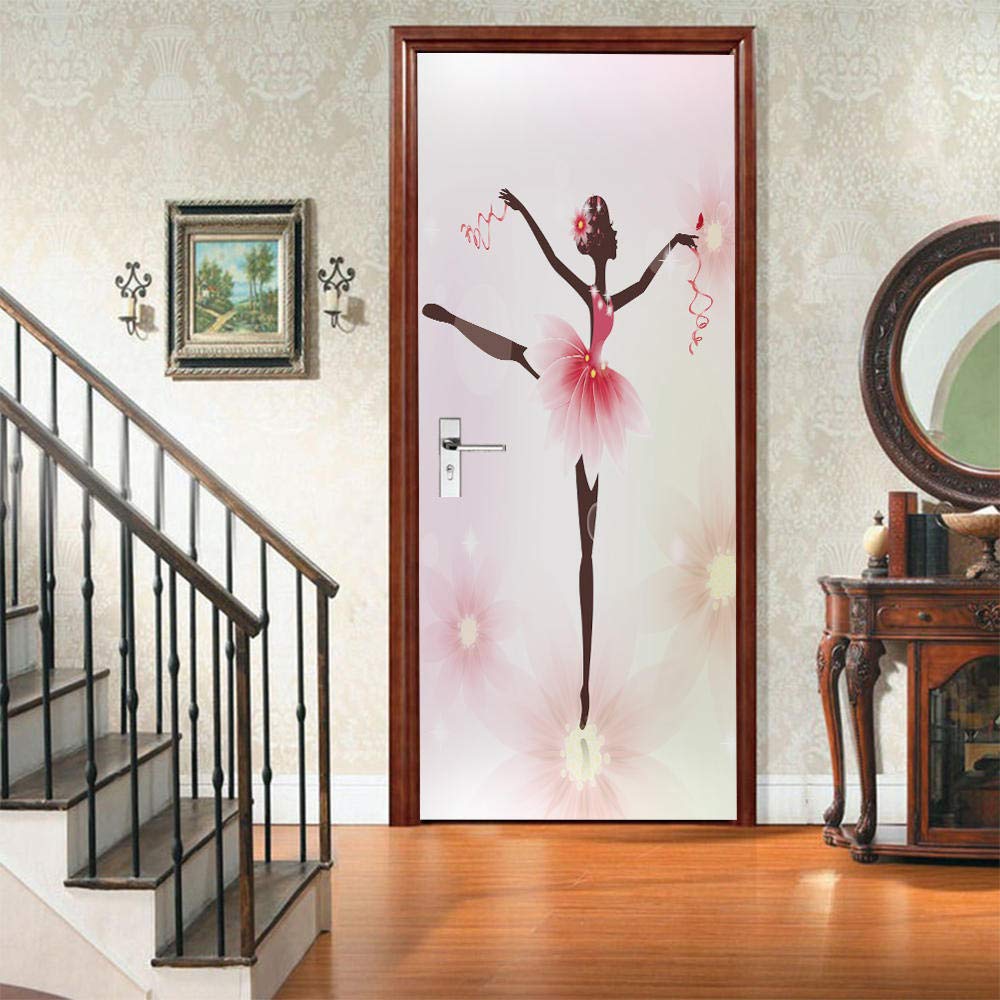 Sticker Porte Trompe-l'œil Femmes Tribales 90x210 Cm - PVC Auto-adhésif, Imperméable, 2 Parties