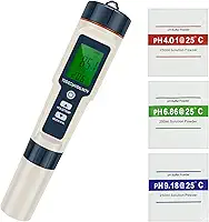 Termômetro 5 em 1 PH/TDS/EC/Salinidade/Visor LCD, Medidor de PH, Testador Digital, Design de Retroiluminação de Alta Precisão, Medidor de Salinidade da Água com Compensação de Temperatura para Piscina