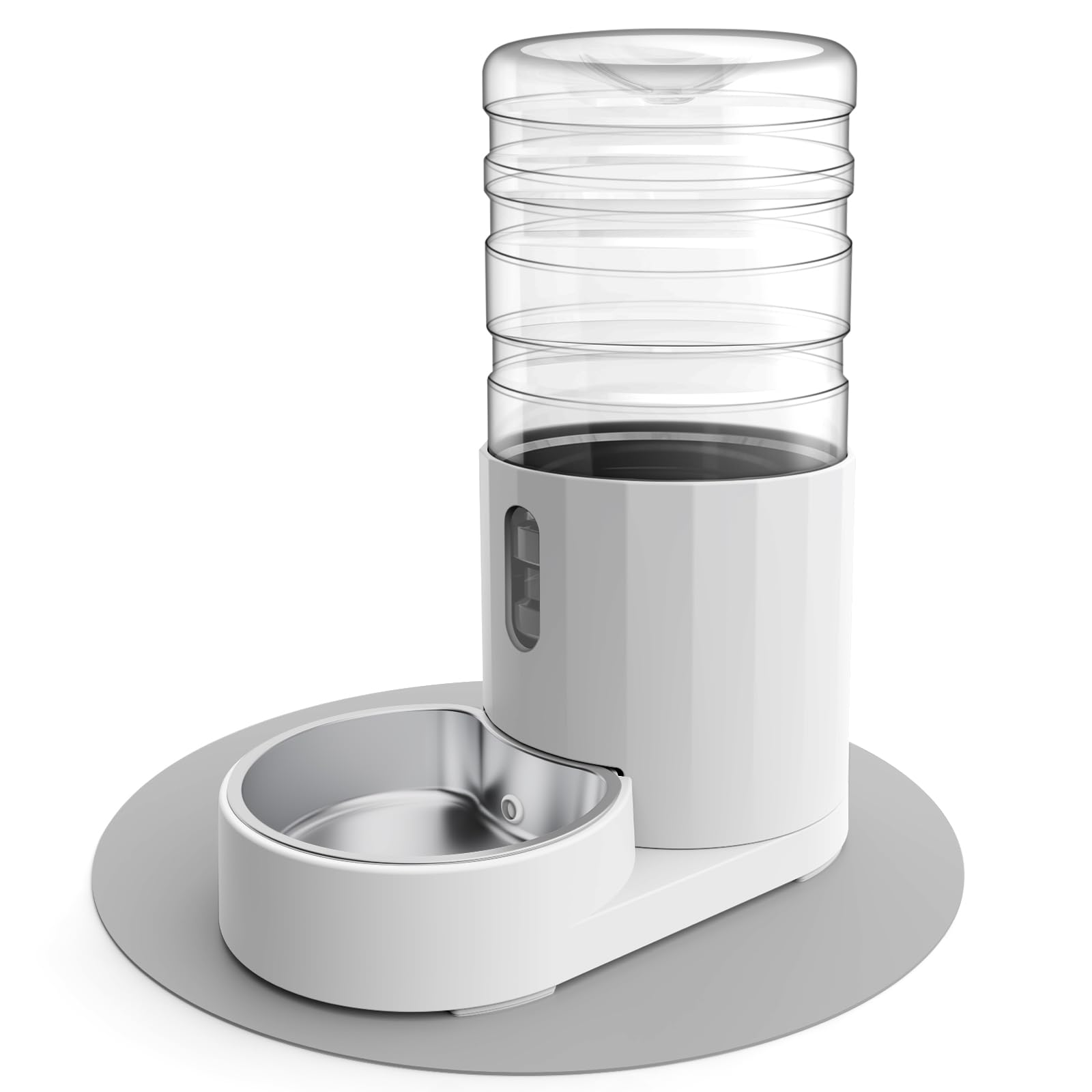 Pet Water Dispenser 4L with Placemat and Stainless Steel Bowl, Unplugged Automatic Gravity Water Dispenser, Easy to Clean, Safe for Pets Cats