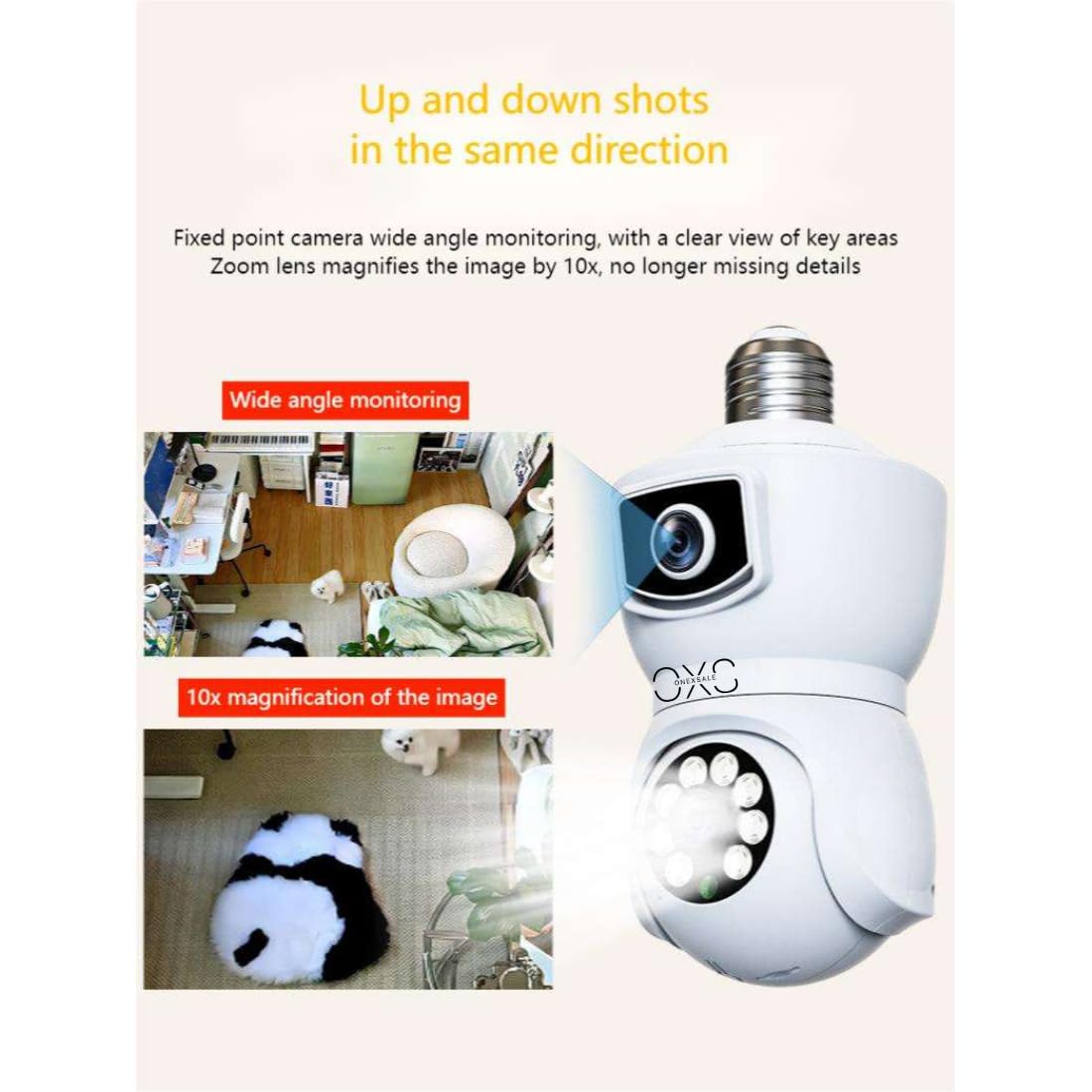 OneXsale 1080P HD Wireless Dual Lens Bulb Light IP Camera | 360° Panoramic Fisheye | Motion Detection | PTZ Indoor Security | IR Night Vision | Two-Way Audio 4