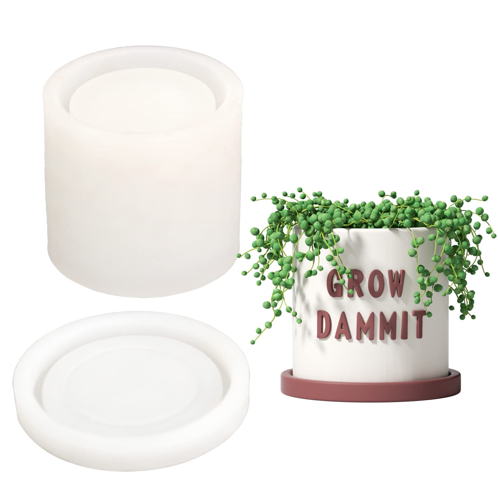 BOOWAN NICOLE Funny Conversation Starter Succulent Plant Pot Silicone Mould Cement Flower Pots with Tray Mold Indoor Candle Jar Indoor Home Decor