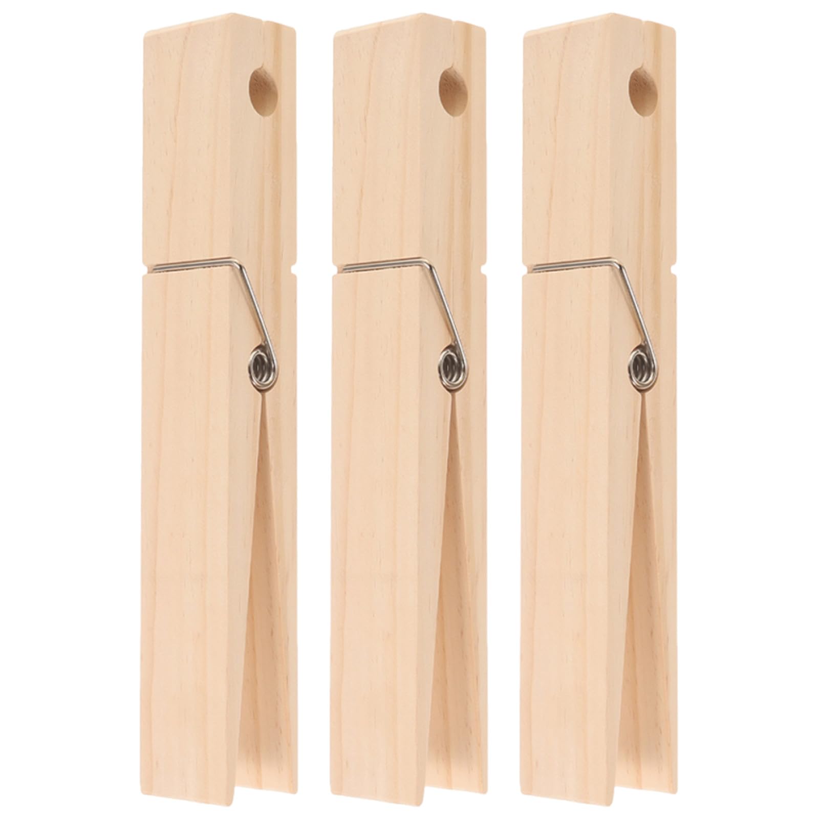 3 mollette grandi per bucato: mollette in legno - resistenti per esterni, clip per appendere vestiti, borse, foto, immagini, opere d'arte, artigianato, 30x5x4 cm