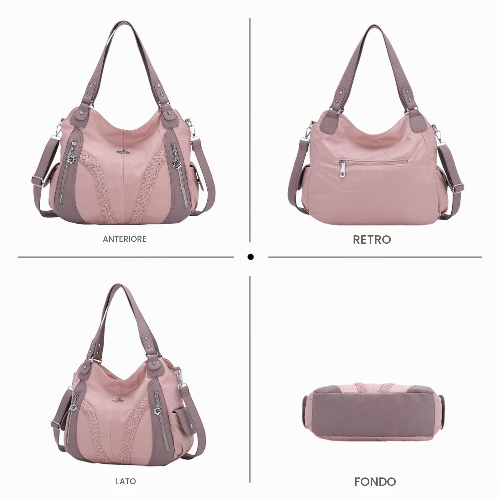 NICOLE & DORIS Borsa a Mano Elegante Borsa a Tracolla Multitasche Borsa da Donna Borsa Tote in Similpelle Shopper Borsa a Spalla dolce e Carina Rosa
