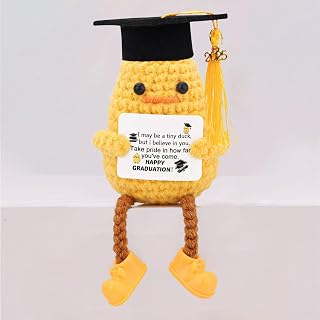 Graduation Gifts Class of 2025 - Inspirational Funny Duck with Cap and Greeting Card – Handmade Emotional Cheer Support for Her Girls Him Boys High School College Gifts (Long Legged Duck)