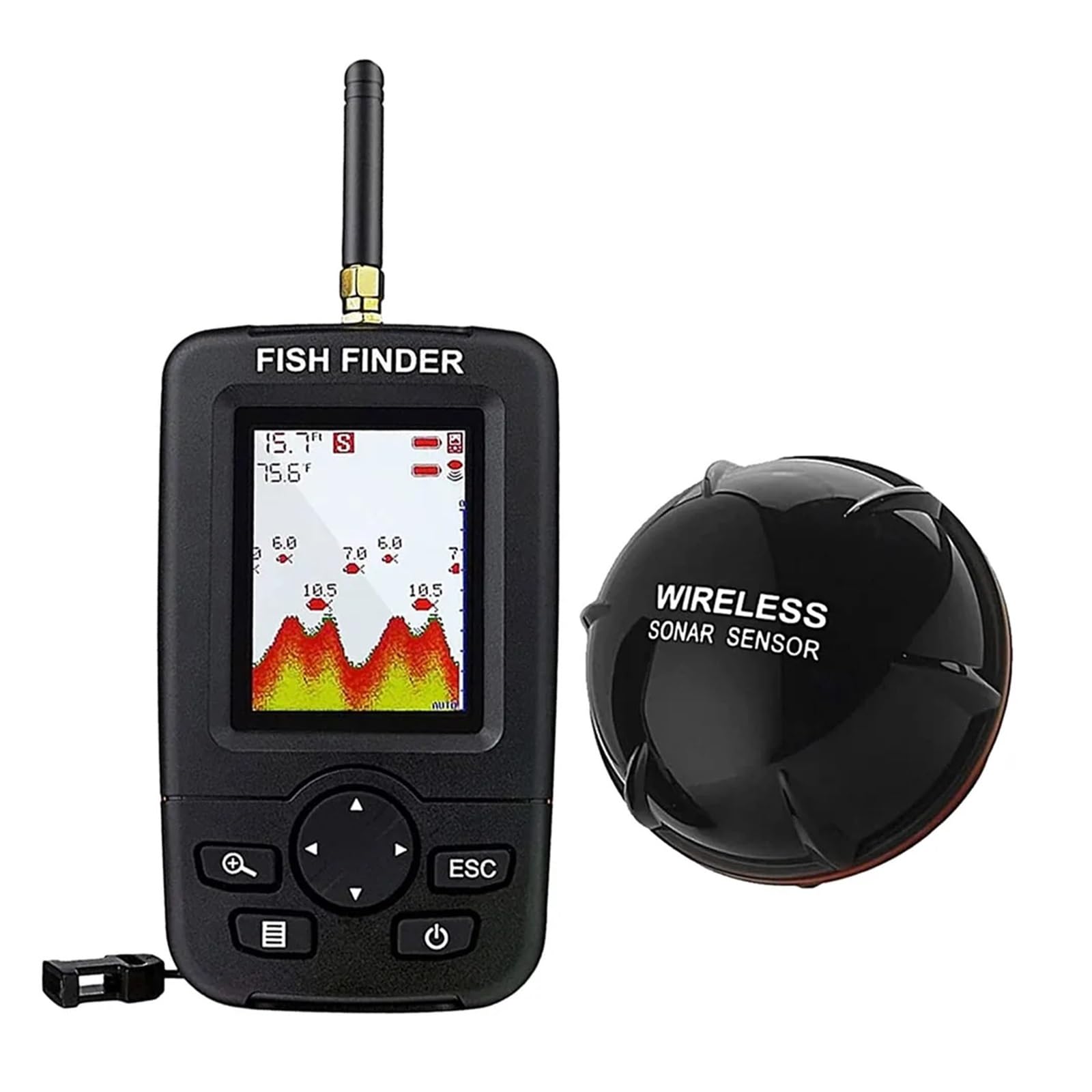 Cámara de Pesca, Buscador de alertas de Pesca con Sonar, portátil, inalámbrico, for océanos, ríos y Lagos, ecosonda portátil con Pantalla LCD