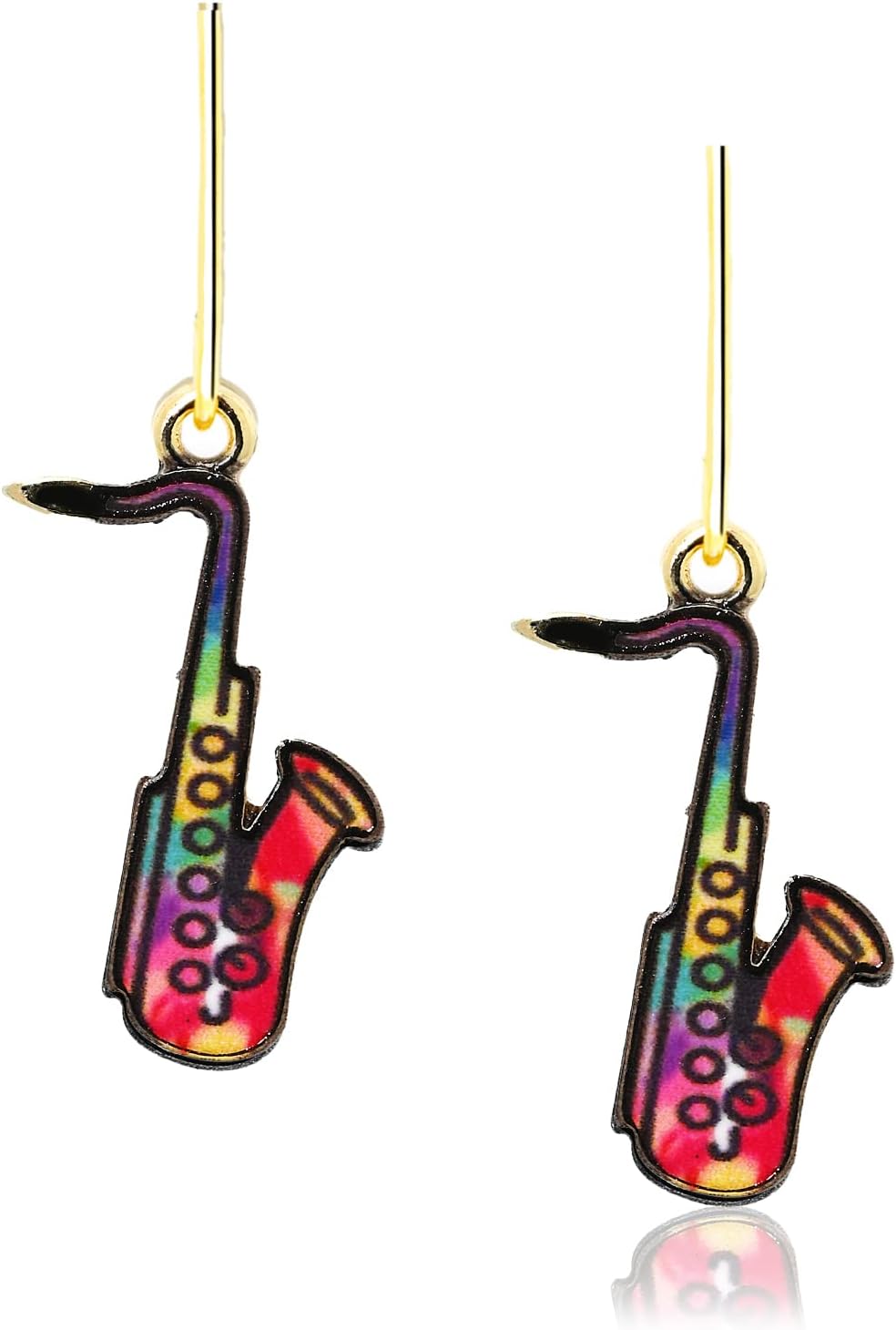Spinningdaisy Colorful Saxophone Earrings | Dainty Musical Instrument Series